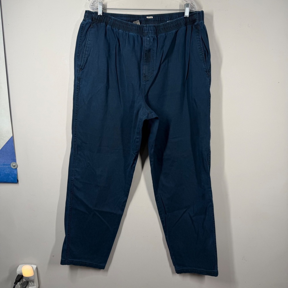 Territory Ahead Mens XXL Blue Pigment Dyed Elastic Waist Cotton Pants Trousers